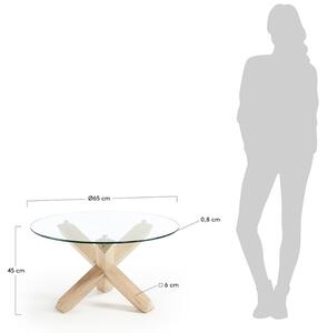Skleněný kulatý konferenční stolek Kave Home Lotus 65 cm