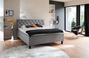 Šedá koženková dvoulůžková postel Meise Möbel San Remo 180 x 200 cm s úložným prostorem