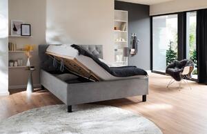 Šedá koženková dvoulůžková postel Meise Möbel San Remo 180 x 200 cm s úložným prostorem