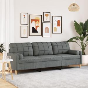 3místná pohovka s polštáři tmavě šedá 210 cm textil 3278202