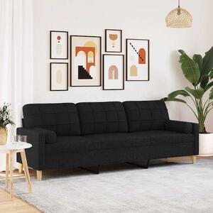3místná pohovka s polštáři černá 210 cm textil 3278205