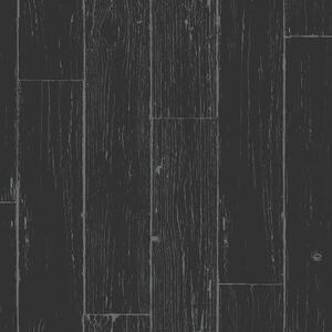Černo-stříbrná vliesová tapeta na zeď, imitace dřeva, palubek 347542, Matières - Wood, Origin