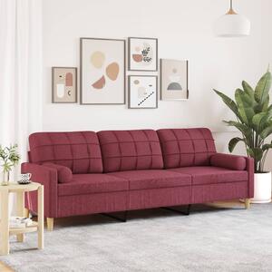 3místná pohovka s polštáři vínová 210 cm textil 3278207