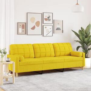 3místná pohovka s polštáři světle žlutá 210 cm textil 3278206