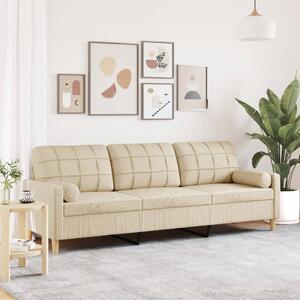 3místná pohovka s polštáři krémová 210 cm textil 3278203