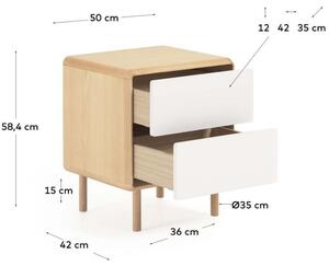 Jasanový noční stolek Kave Home Anielle 50 x 45 cm