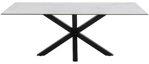Scandi Bílý mramorový jídelní stůl s kovovou podnoží Skyline 200 x 100 cm