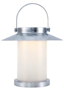 NORDLUX Solární přenosná venkovní LED lampa TEMPLE, teplá bílá, 22cm, stříbrné 2218325031