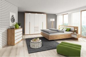 Dřevěná postel Xelo 160x200, 2x noční stolek, bez roštu a mat