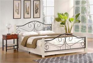 Kovová postel Susanne 160x200, bílá, černá, bez matrace