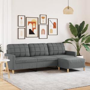 3místná pohovka s podnožkou tmavě šedá 210 cm textil 3278250