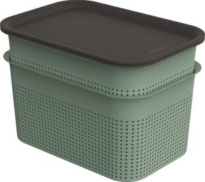 Zelené plastové úložné boxy s víkem v sadě 2 ks 18,5x26,5x18 cm Brisen – Rotho