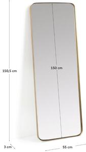 Zlaté kovové nástěnné zrcadlo Kave Home Marco 150,5 x 55 cm
