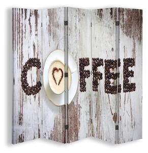 Paraván Nápis Coffee z kávových zrn Velikost: 180 x 170 cm, Provedení: Klasický paraván