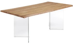 Dubový jídelní stůl Kave Home Lotty 180 x 100 cm se skleněnou podnoží