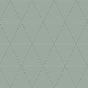Zelená vliesová tapeta, metalické obrysy trojúhelníků 347714, City Chic, Origin