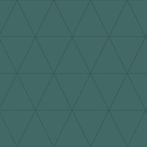 Zelená vliesová tapeta, metalické obrysy trojúhelníků 347717, City Chic, Origin