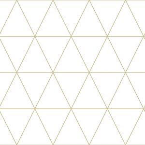 Bílá vliesová tapeta, zlaté obrysy trojúhelníků 347682 rozměry 0,53 x 10,05 m