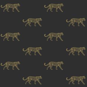 Černá vliesová tapeta se zlatými leopardy 347686, City Chic, Precious, Origin