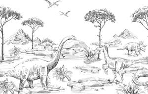 Vliesová obrazová tapeta Dinosauři 159063, 300 x 279 cm, Forest Friends, Esta