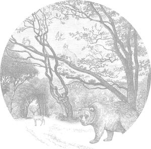 Samolepící kruhová obrazová tapeta Les, lesní zvířátka 159070, průměr 70 cm, Forest Friends, Esta