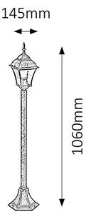 RABALUX Venkovní stojací lampa TOSCANA, 1xE27, 60W, 100cm, zlatá, IP43 008395