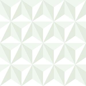 Zeleno-bílá vliesová tapeta, 3D hvězdicový vzor 138913 rozměry 0,53 x 10,05 m