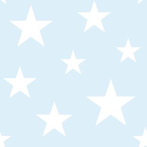 Světle modrá vliesová tapeta s bílými hvězdami 138932, Little Bandits, Esta