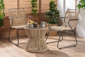 Béžový pletený set 2 zahradních židlí a stolku Misa Elegant