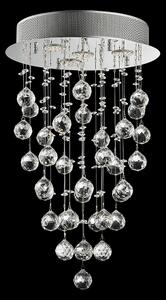 LUXERA Křišťálový přisazený lustr TWISTER, 4xGU10, 50W, 35cm, kulatý, stříbrný 64319
