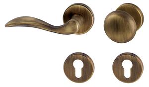 Dveřní kování MP Lea R 1948 (OGS - Bronz česaný matný), klika-klika, Bez spodní rozety, MP OGS (bronz česaný mat)