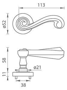 Dveřní kování MP Carla - R 738 (OGA - Antik šedá), klika-klika, Otvor pro obyčejný klíč BB, MP OGA (antik šedá)