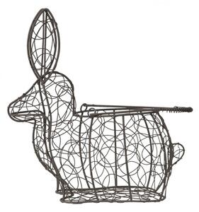 Hnědý drátěný košík ve tvaru králíka