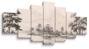Obraz - Vintage kresba krajiny (210x100 cm)