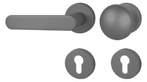 Dveřní kování MP FO - ROUND - R (BS - Černá matná), klika-klika, Bez spodní rozety, MP BS (černá mat)