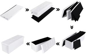 SONGMICS Úložný sedací box čalouněný skládací 110 cm bílý