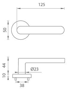 Dveřní kování MP FO - ROUND - R (BS - Černá matná), klika-klika, Bez spodní rozety, MP BS (černá mat)
