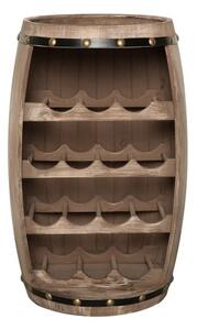 Dřevěná vinotéka ve tvaru španělského sudu 65 cm pro 14 lahví - nature