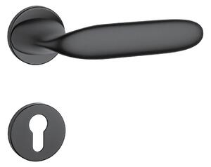 Dveřní kování MP Peonia - R 7S (BS - Černá matná), klika-klika, Bez spodní rozety, MP BS (černá mat)