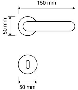 Dveřní kování MP LI - DELFINO - R (OGS - Bronz česaný matný.), klika-klika, Otvor pro obyčejný klíč BB, MP OGS (bronz česaný mat)