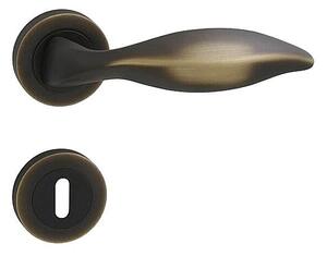 Dveřní kování MP LI - DELFINO - R (OGS - Bronz česaný matný.), klika-klika, Otvor pro obyčejný klíč BB, MP OGS (bronz česaný mat)