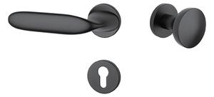 Dveřní kování MP Peonia - R 7S (BS - Černá matná), klika-klika, Bez spodní rozety, MP BS (černá mat)
