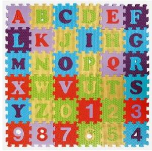 Pěnové puzzle abeceda a čísla asst mix barev 36ks 15x15x1cm