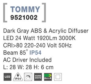 Nova Luce Svítidlo TOMMY S TOP GREY stropní, IP 54, 24 W 9521002