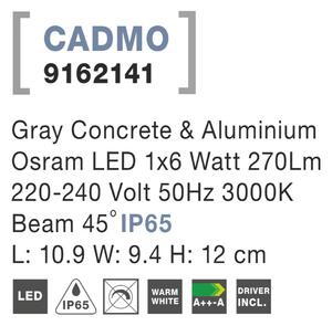 Nova Luce Svítidlo CADMO R WALL GREY nástěnné, IP 65, 6 W 9162141