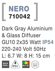 Nova Luce Svítidlo NERO S WALL GREY 2 nástěnné, IP 54, GU10 710042