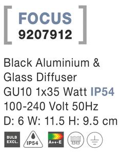 Nova Luce Svítidlo FOCUS WALL BLACK nástěnné, IP 54, GU10 9207912