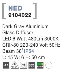 Nova Luce Svítidlo NED FLOOR GREY zahradní sloupek, IP 54, 6 W 9104022