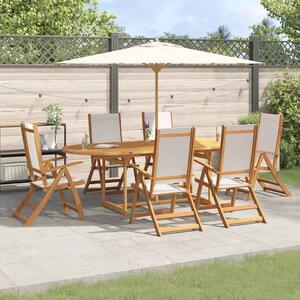 7dílný zahradní jídelní set masivní akáciové dřevo a textilen 3279290