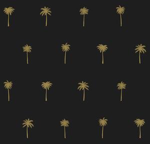 Vliesová černá tapeta se zlatými palmami 139161, Paradise, Esta Home